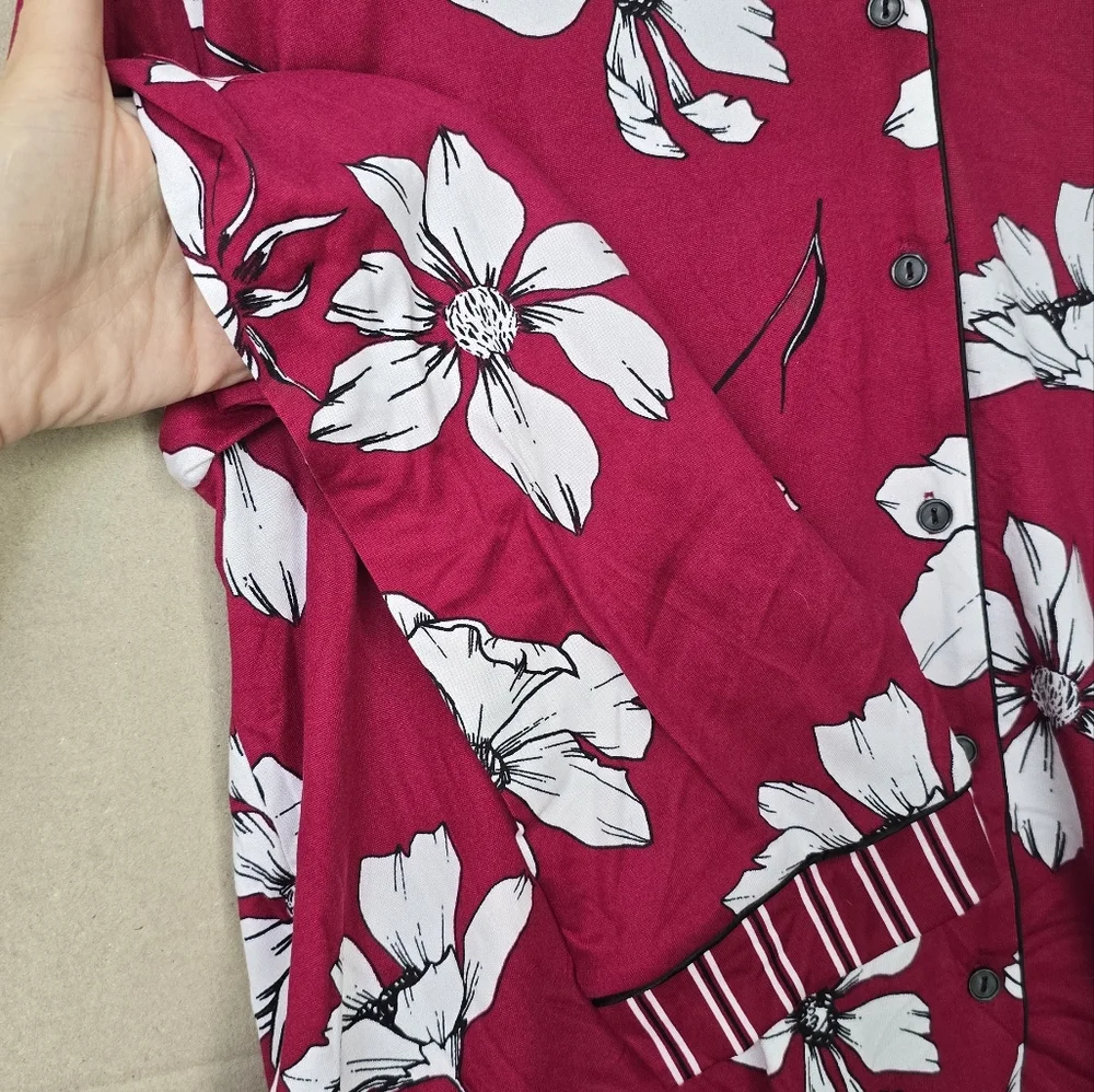 Nwt Flora Nikrooz Long Sleeve Notch Collar PJ Set 2 piece - Picture 4 of 11